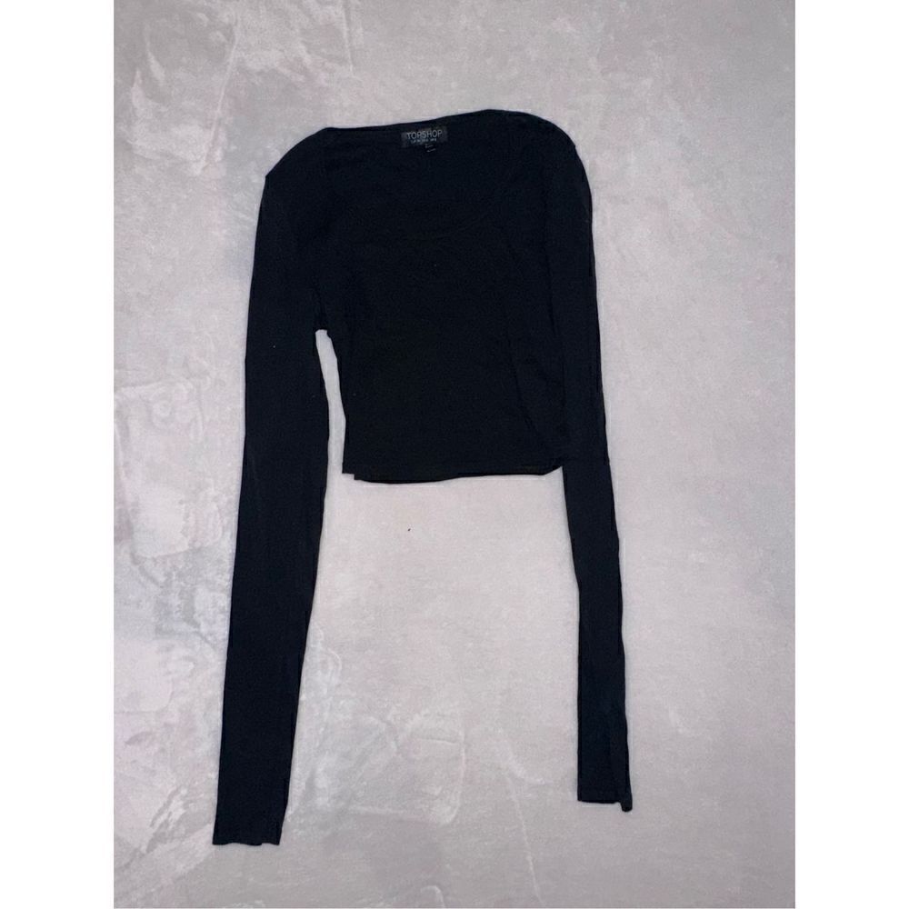 Topshop womens black cropped top size 4 long sleeve